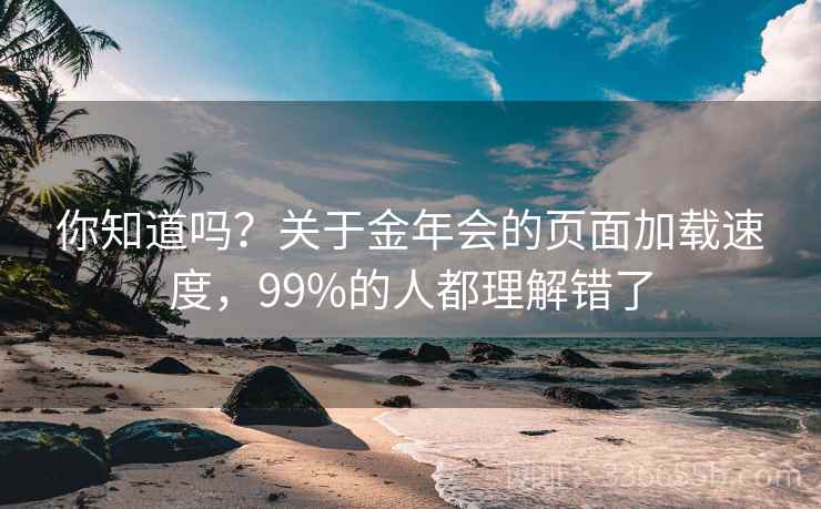 你知道吗？关于金年会的页面加载速度，99%的人都理解错了